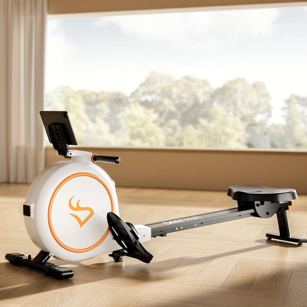 DeerRun RW600 Smart-Máquina de remo con resistencia magnética ajustable de 32 niveles y riel deslizante largo y PitPat APP