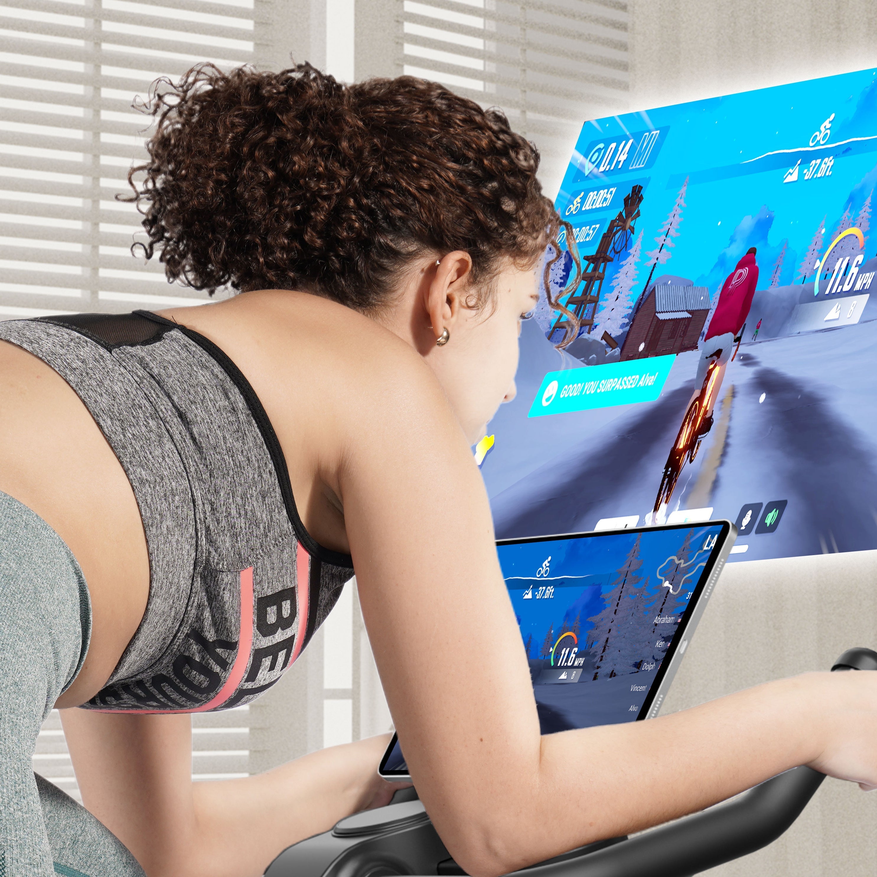 DeerRun S500 Bicicleta inteligente de interior negra con resistencia magnética ajustable, cinturón silencioso y aplicación PitPat