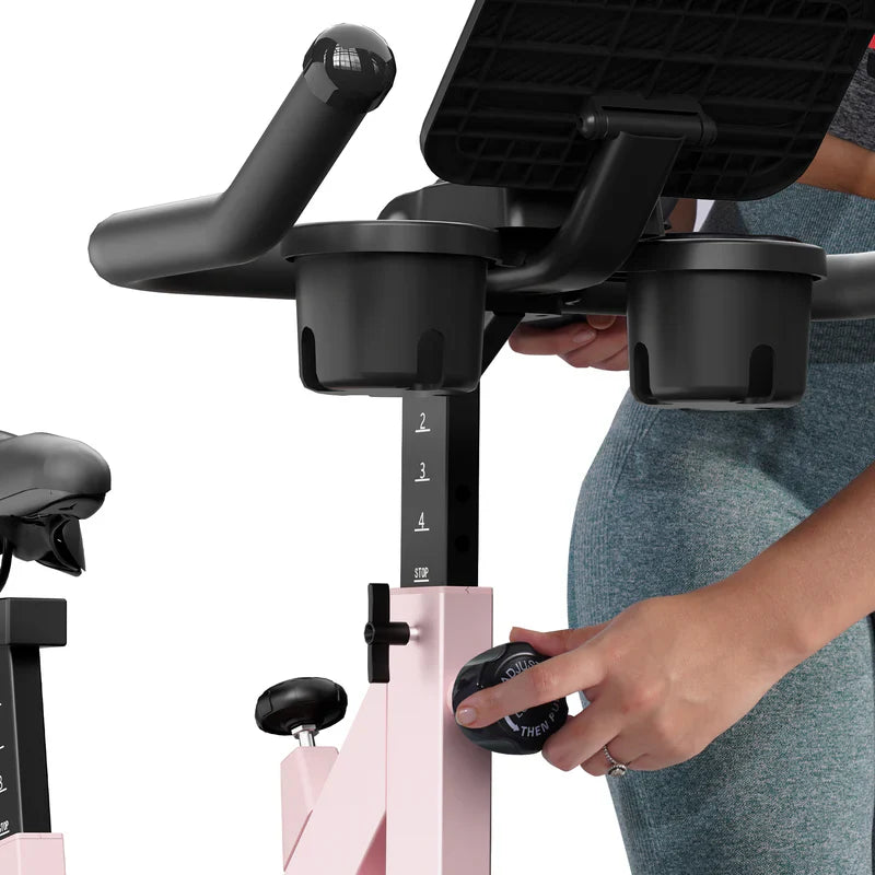 DeerRun S500 Bicicleta inteligente de interior Rose con resistencia magnética ajustable, cinturón silencioso y aplicación PitPat