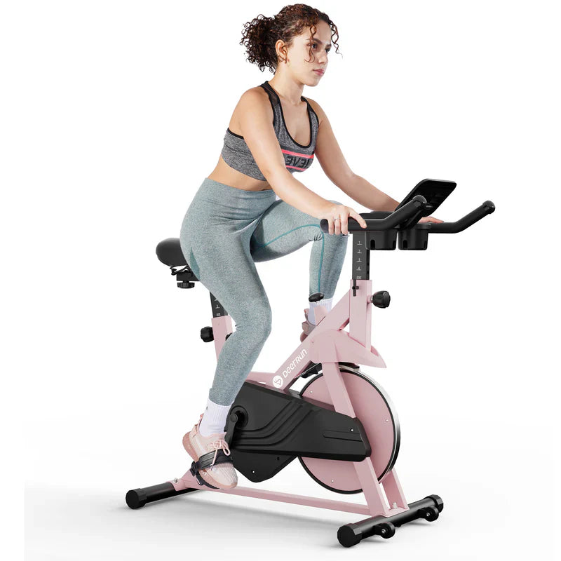 DeerRun S500 Bicicleta inteligente de interior Rose con resistencia magnética ajustable, cinturón silencioso y aplicación PitPat