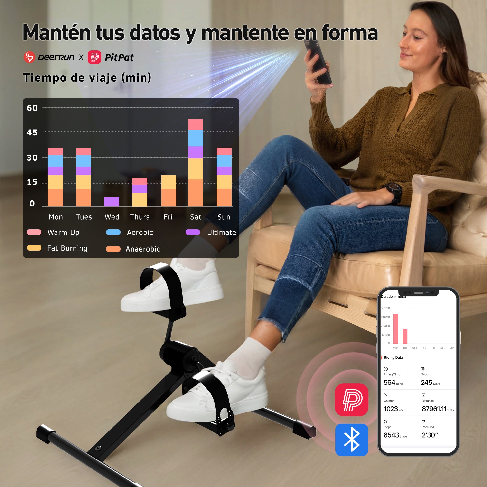 DeerRun® Bicicleta debajo de la mesa para terapia de brazos, piernas o quema de calorías