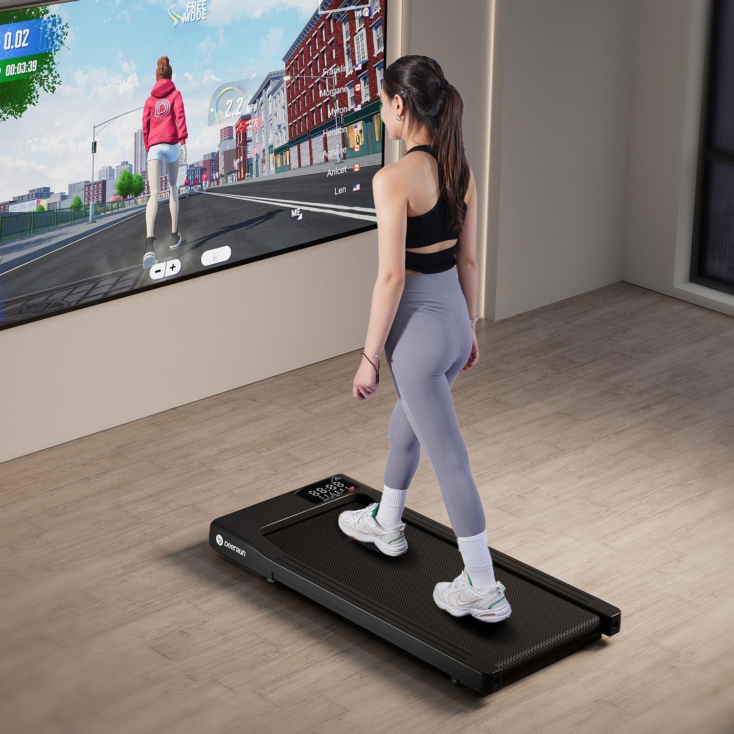 DeerRun Q1 Classic Plus – Smartes Walking-Cinta de correr con mayor superficie de carrera, capacidad de carga de 158 kg y control remoto