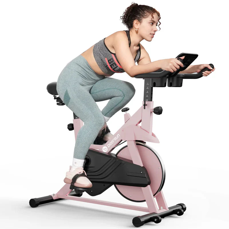 DeerRun S500 Bicicleta inteligente de interior Rose con resistencia magnética ajustable, cinturón silencioso y aplicación PitPat