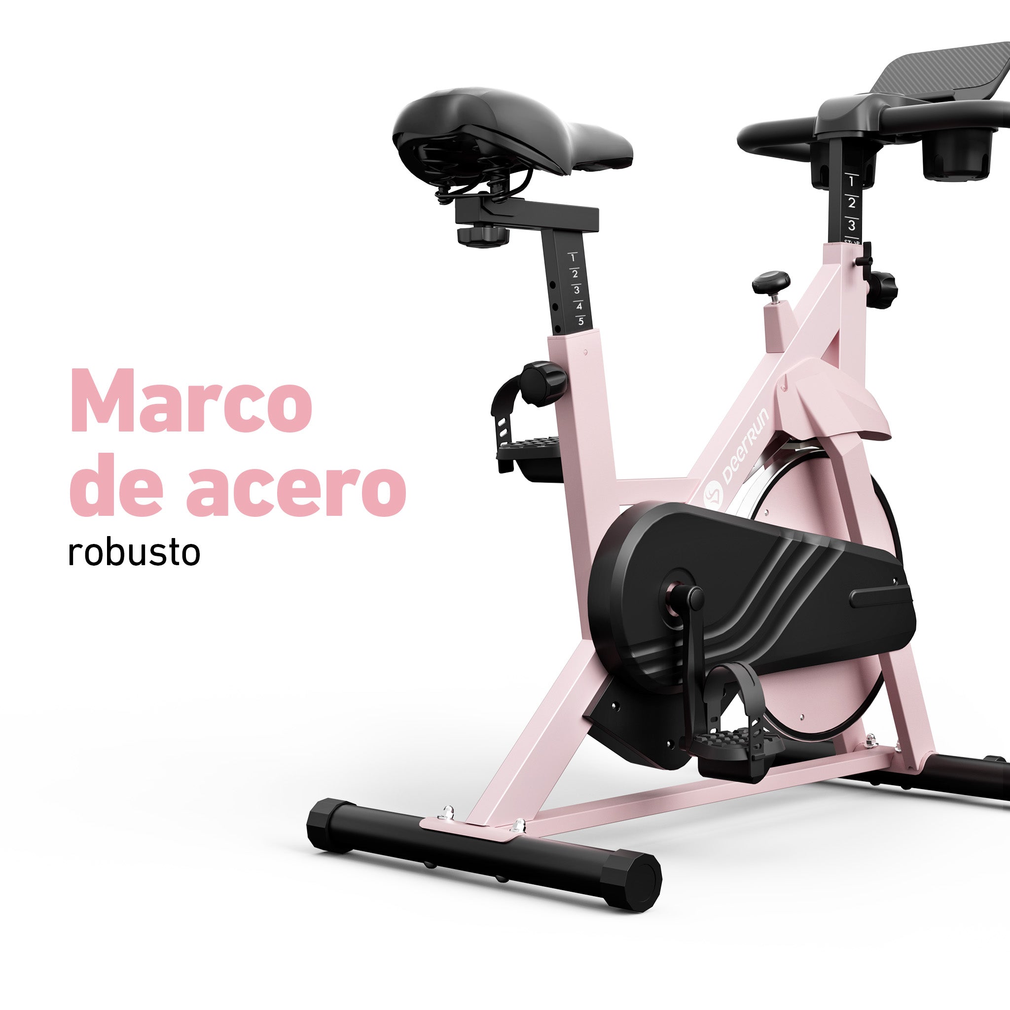 DeerRun S500 Bicicleta inteligente de interior Rose con resistencia magnética ajustable, cinturón silencioso y aplicación PitPat