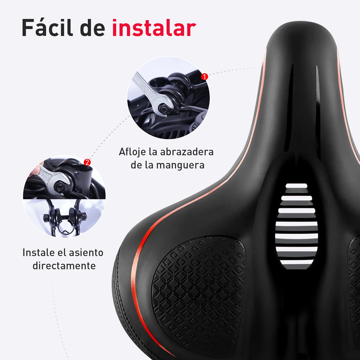 DeerRun® Asiento de bicicleta de gran tamaño para bicicleta inteligente DeerRun, diseño ergonómico y cómodo cojín de asiento