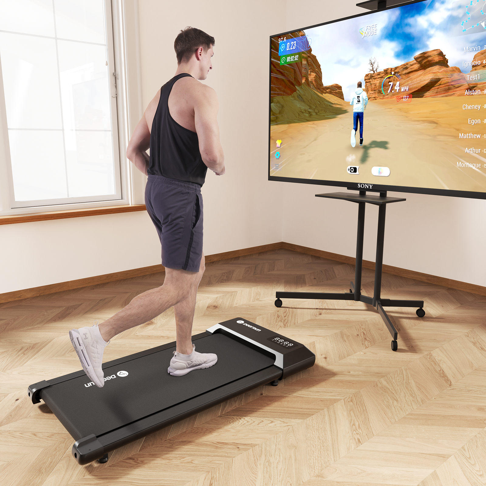 DeerRun Q1 Urban Upgrade | Smart-Walk-Cinta de correr con capacidad de carga de 136 kg y control remoto