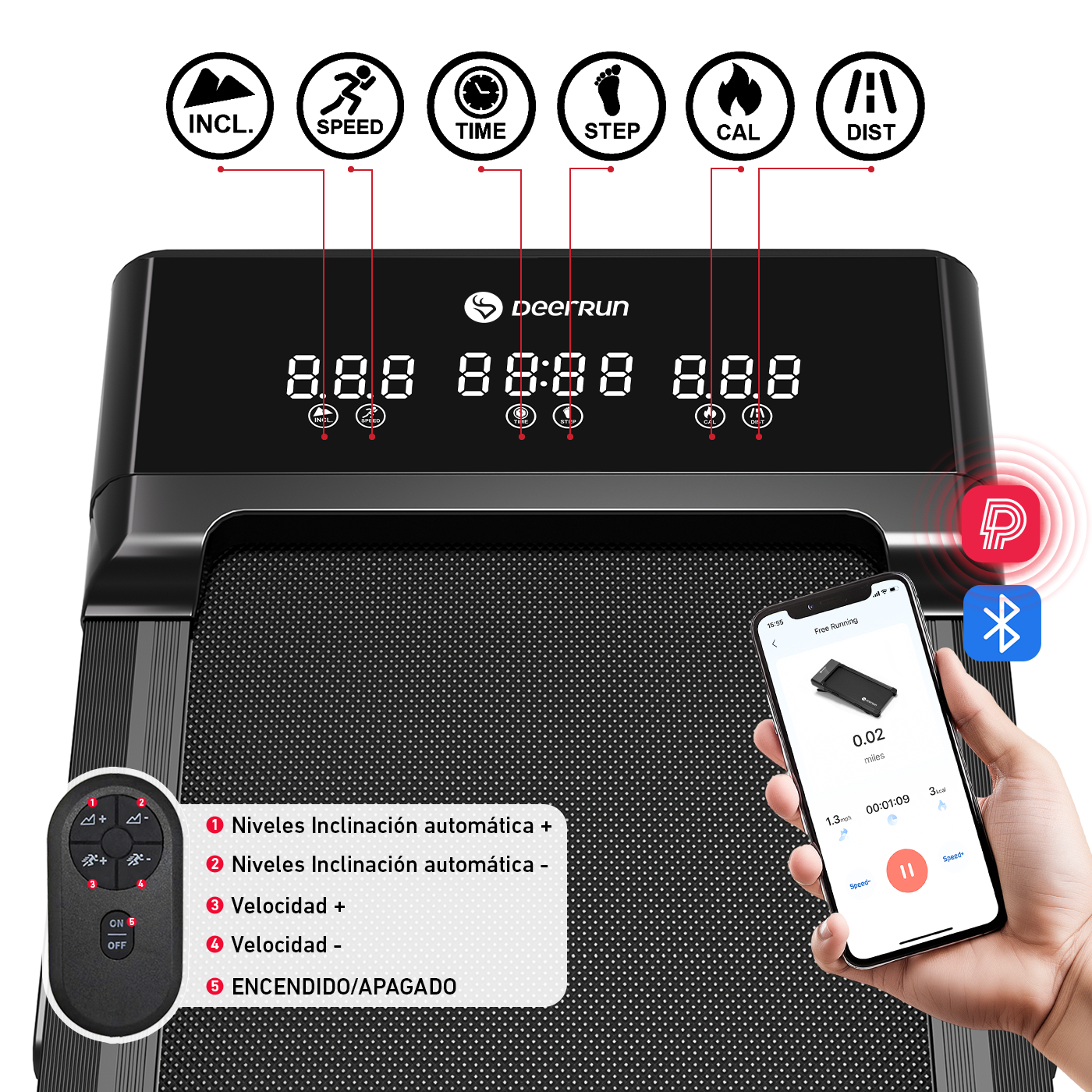 DeerRun Z10 Smart-Walk-Cinta de correr con inclinación automática del 12% y control remoto