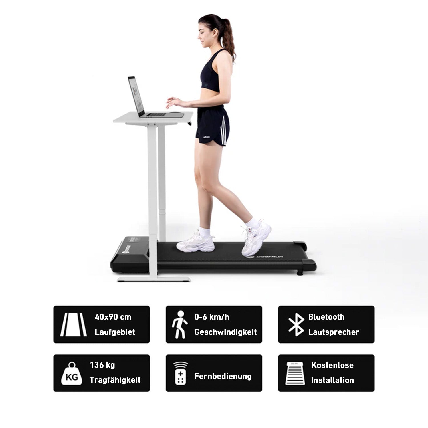 DeerRun Q1 Urban Upgrade | Smart-Walk-Cinta de correr con capacidad de carga de 136 kg y control remoto