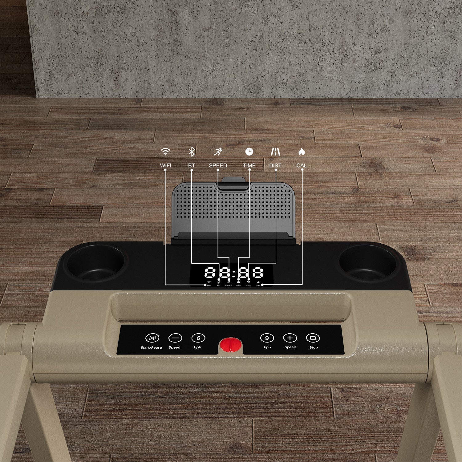 DeerRun A1 Pro Starlight-Edition Cinta de correr plegable con inclinación del 6%, Bluetooth y control remoto inalámbrico