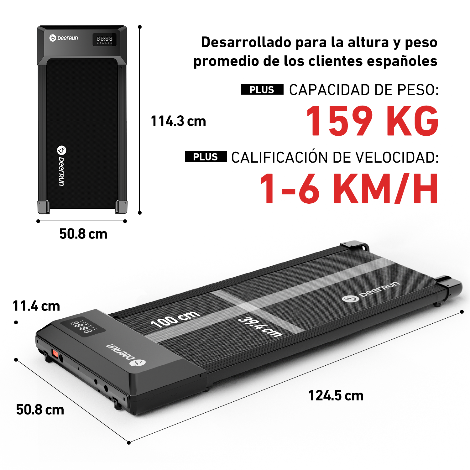 DeerRun Q1 Urban Plus Smart-Walk-Cinta de correr de mayor tamaño-capacidad de carga de 159 kg con control remoto
