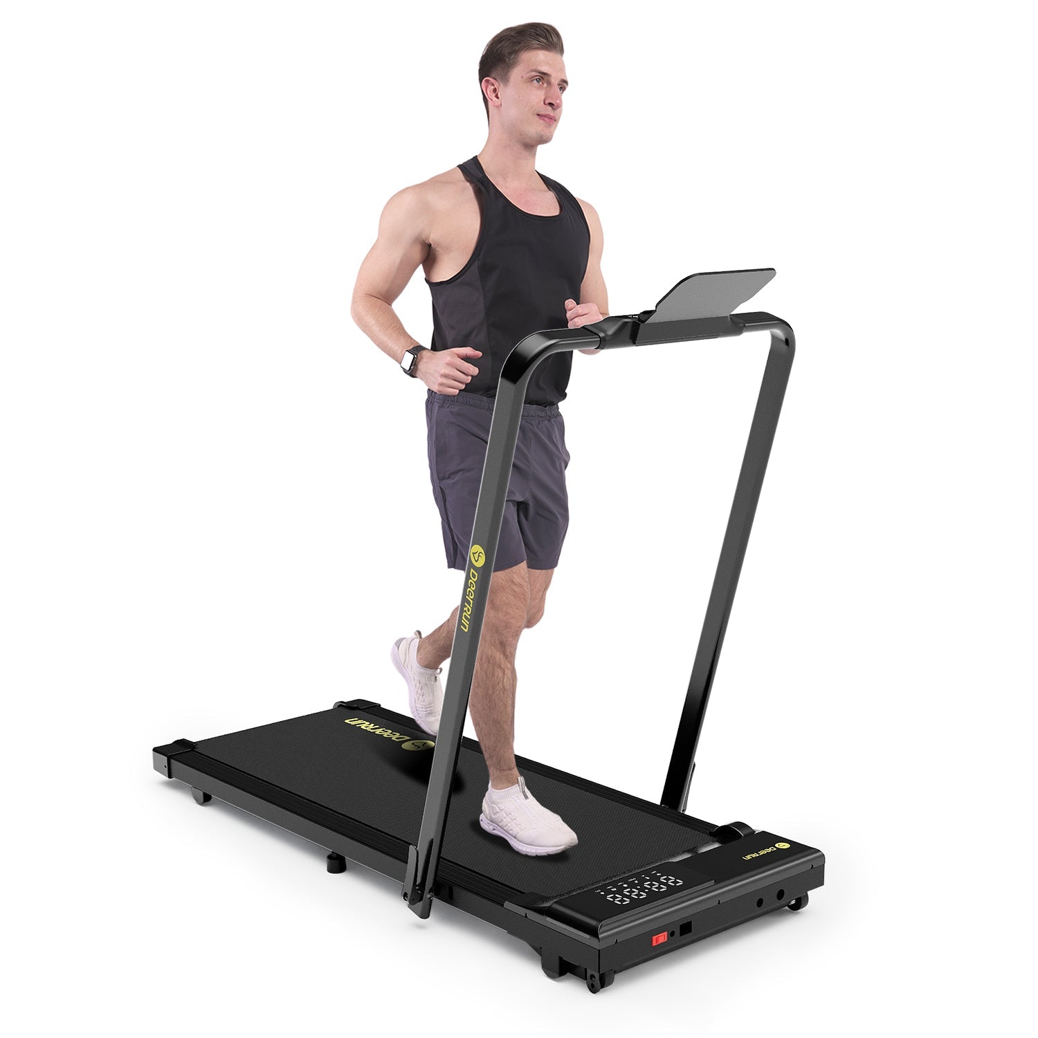 DeerRun A5 Pro Energie-2025 Smartes 2-in-1 Cinta de correr negra | Mejora a capacidad de carga de 145 kg