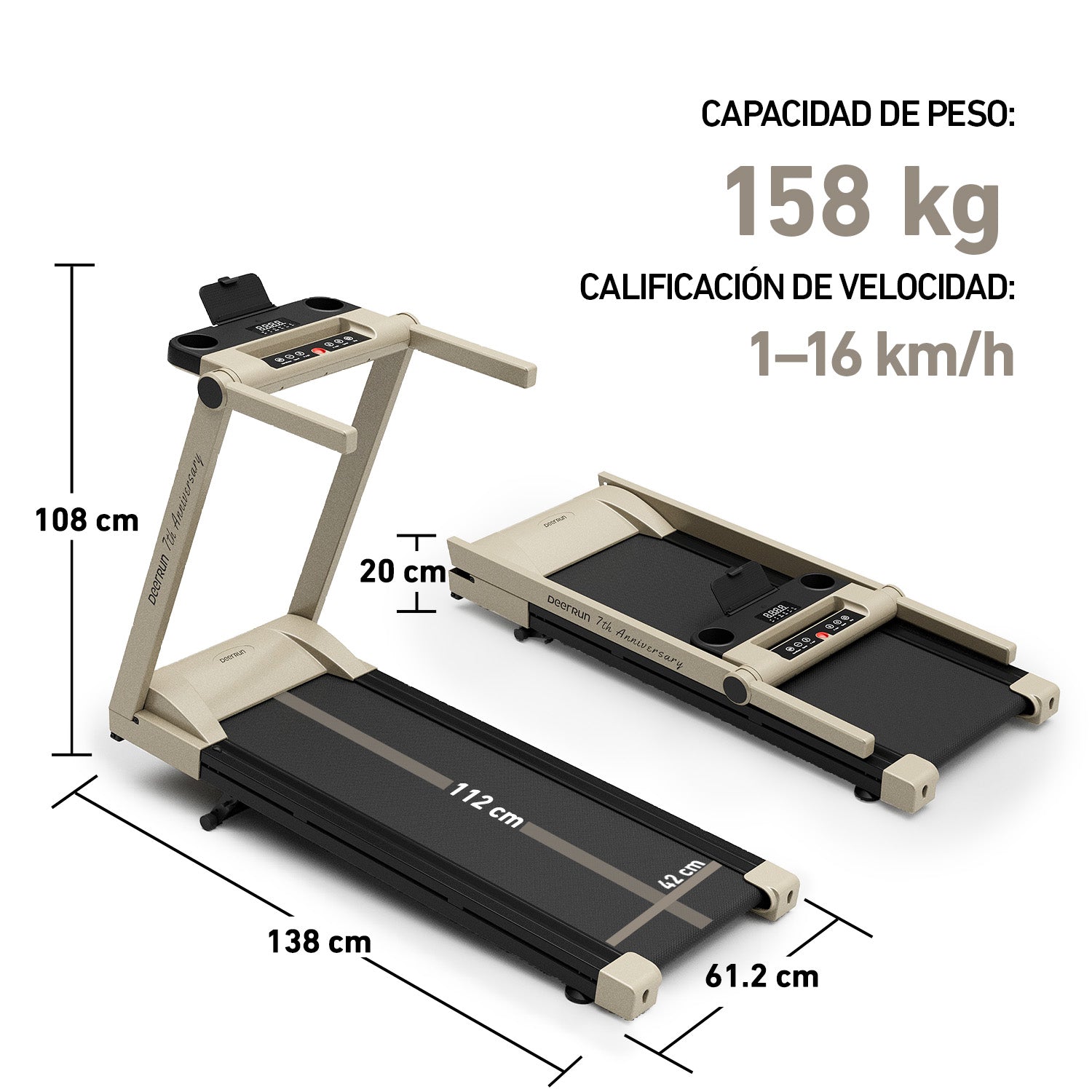 DeerRun A1 Pro Starlight-Edition Cinta de correr plegable con inclinación del 6%, Bluetooth y control remoto inalámbrico