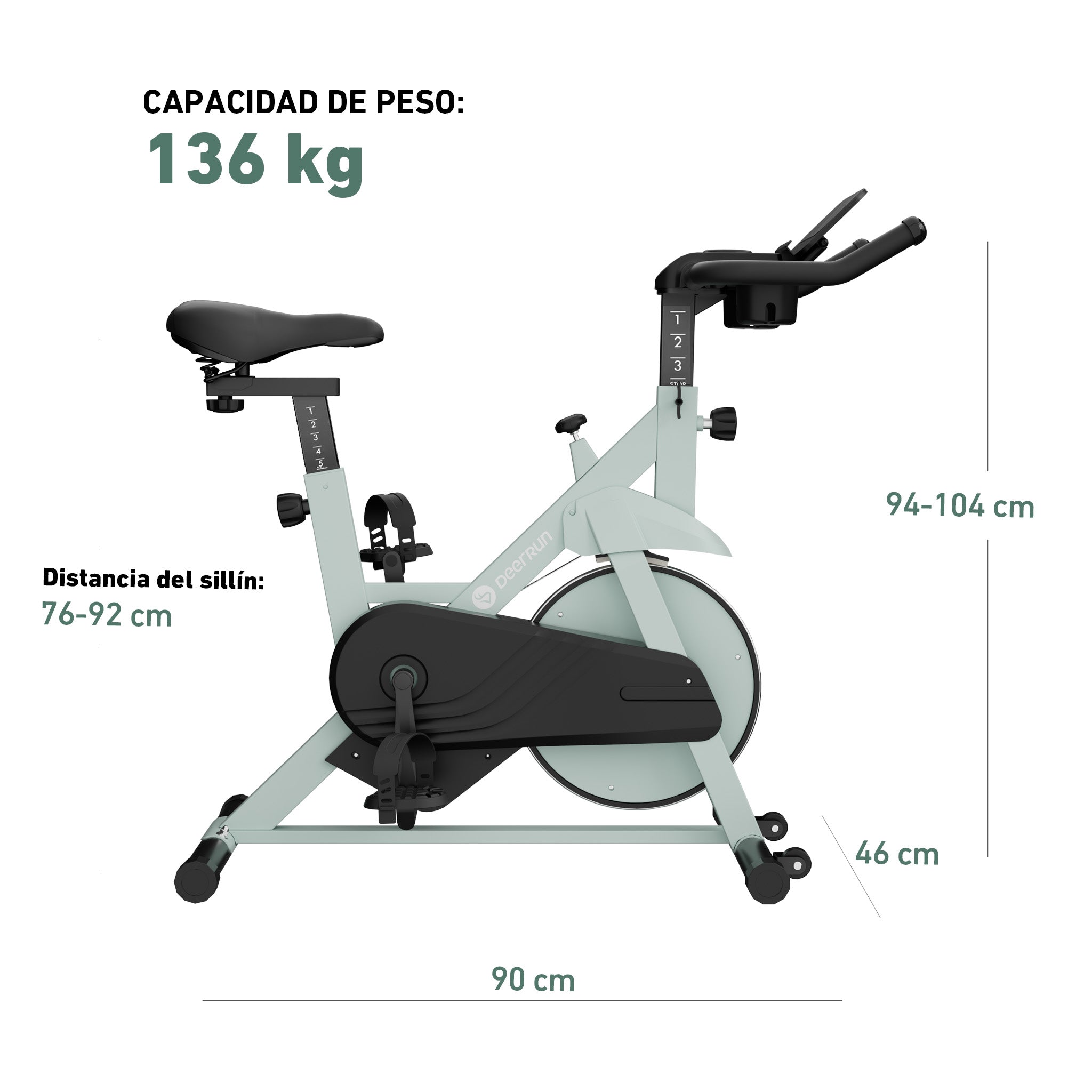 DeerRun S500 Indoor-Bicicleta inteligente con resistencia magnética ajustable, cinturón silencioso y PitPat-App