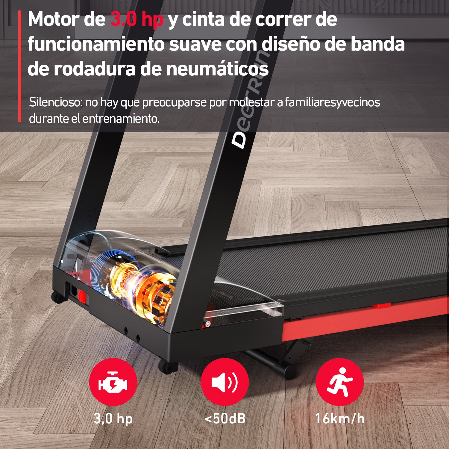 DeerRun A1 Pro Move+ – Cinta de correr plegable con inclinación del 6 % | Chip de actualización 2025 y compatibilidad con NFC | Capacidad de carga de 158 kg, hasta 16 km/h