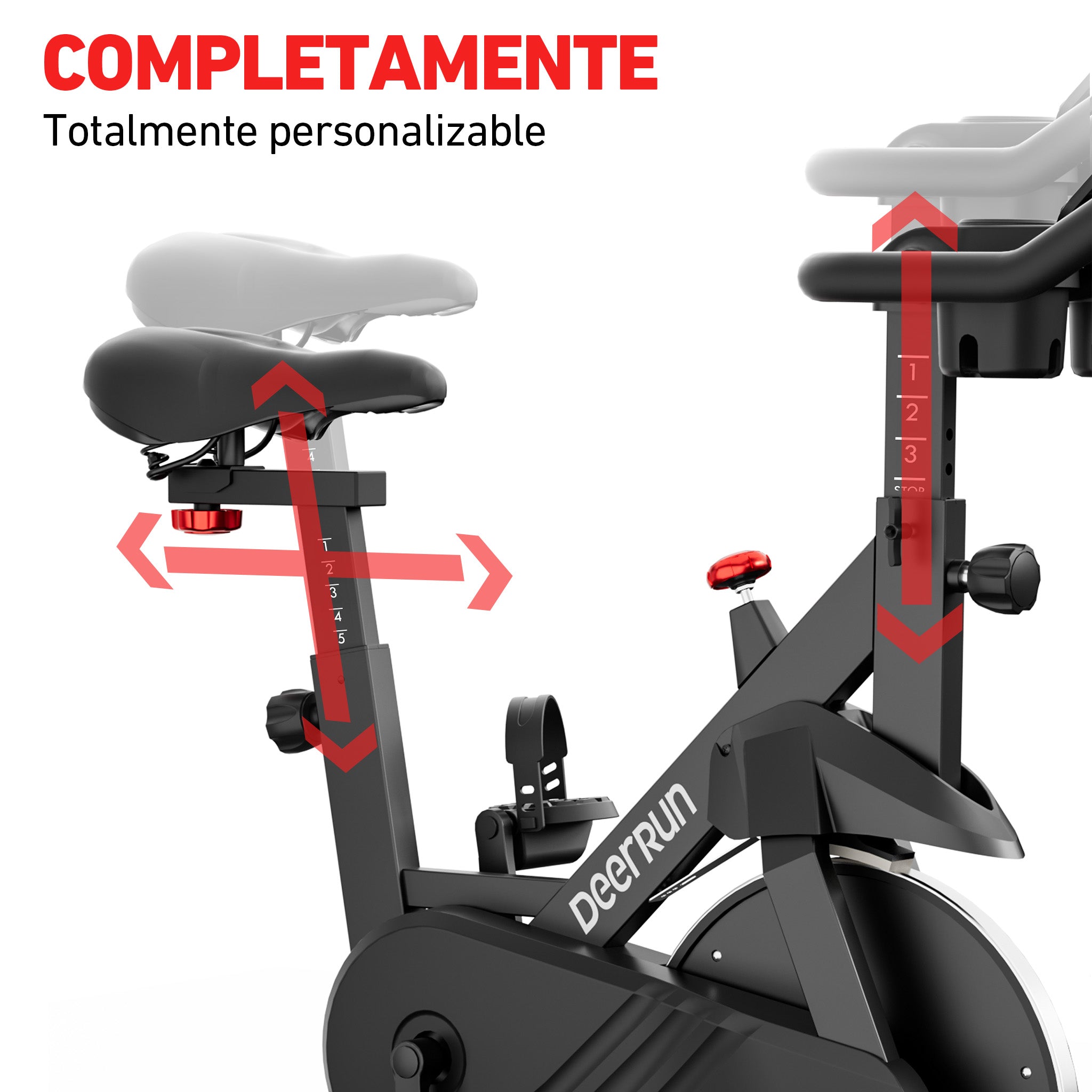 DeerRun S500 Bicicleta inteligente de interior negra con resistencia magnética ajustable, cinturón silencioso y aplicación PitPat