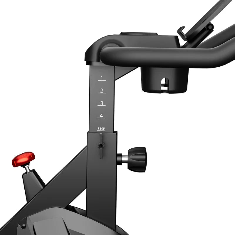 DeerRun S500 Bicicleta inteligente de interior negra con resistencia magnética ajustable, cinturón silencioso y aplicación PitPat