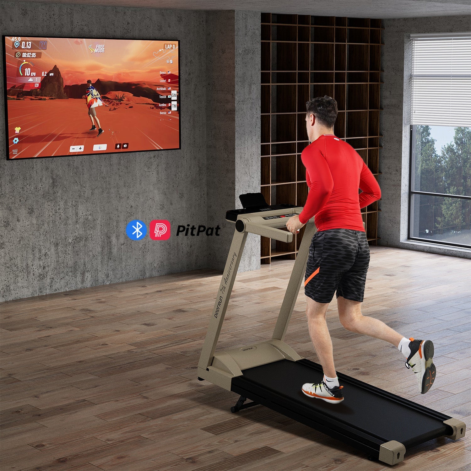 DeerRun A1 Pro Starlight-Edition Cinta de correr plegable con inclinación del 6%, Bluetooth y control remoto inalámbrico