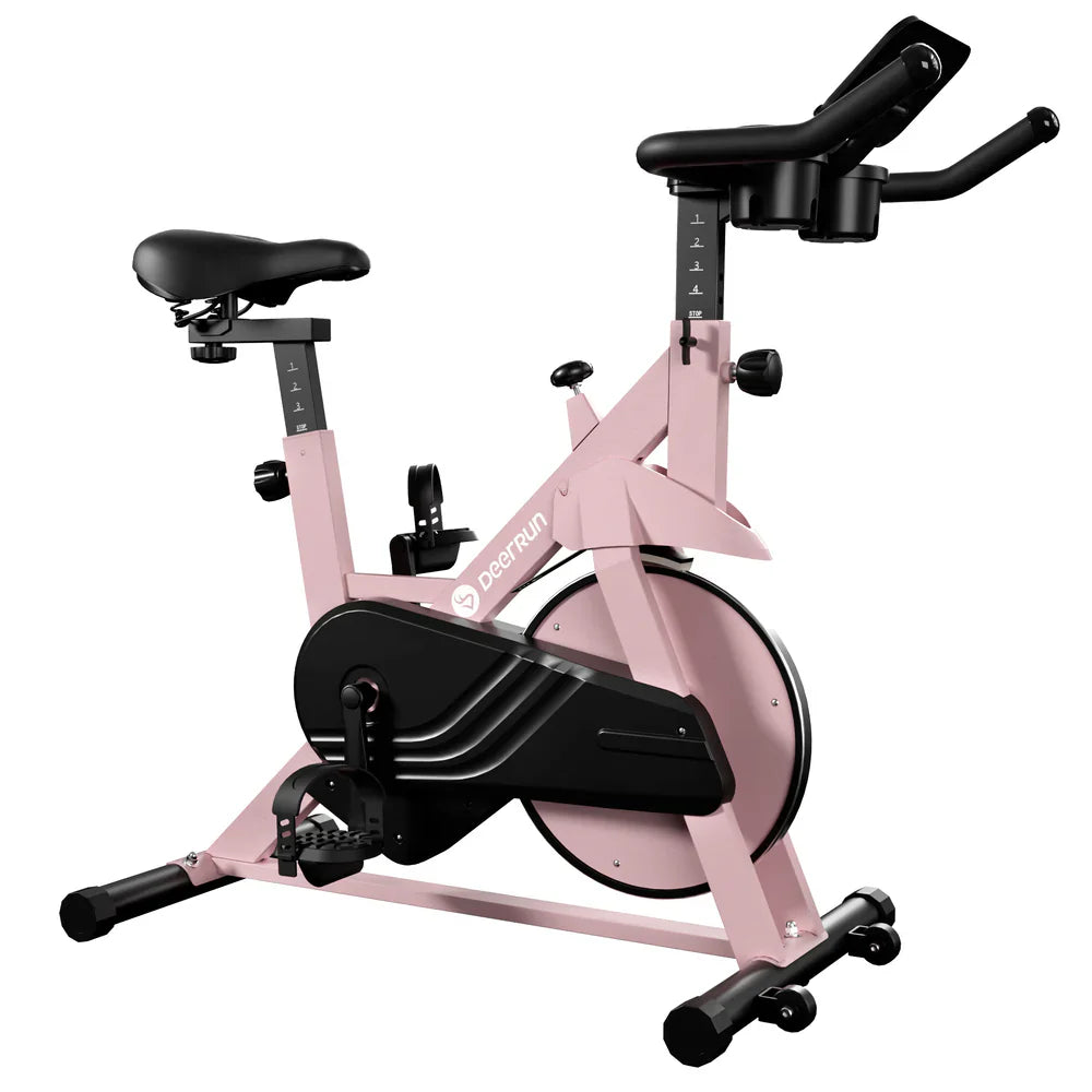 DeerRun S500 Bicicleta inteligente de interior Rose con resistencia magnética ajustable, cinturón silencioso y aplicación PitPat