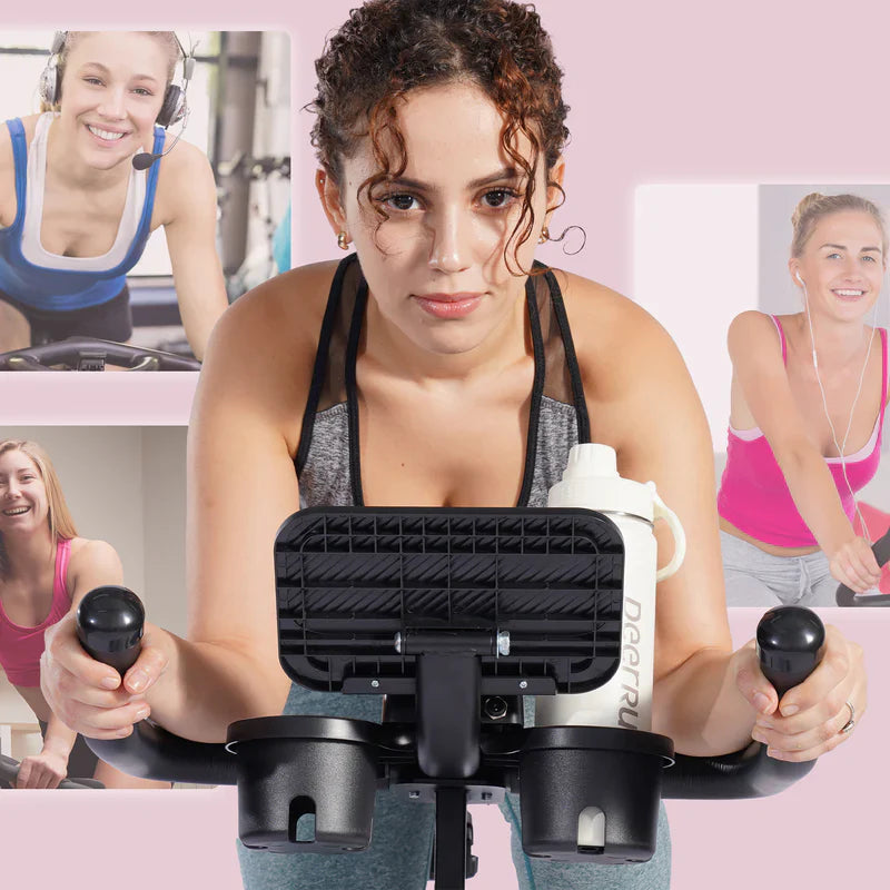 DeerRun S500 Bicicleta inteligente de interior Rose con resistencia magnética ajustable, cinturón silencioso y aplicación PitPat