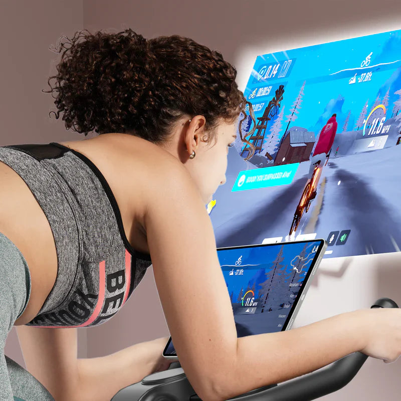 DeerRun S500 Bicicleta inteligente de interior Rose con resistencia magnética ajustable, cinturón silencioso y aplicación PitPat