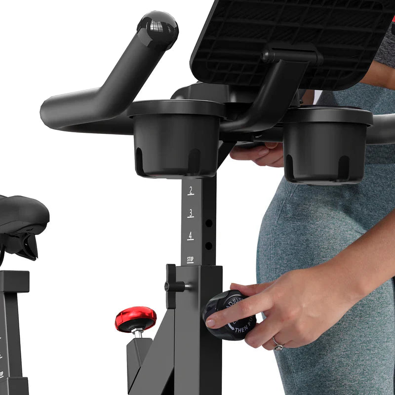 DeerRun S500 Bicicleta inteligente de interior negra con resistencia magnética ajustable, cinturón silencioso y aplicación PitPat