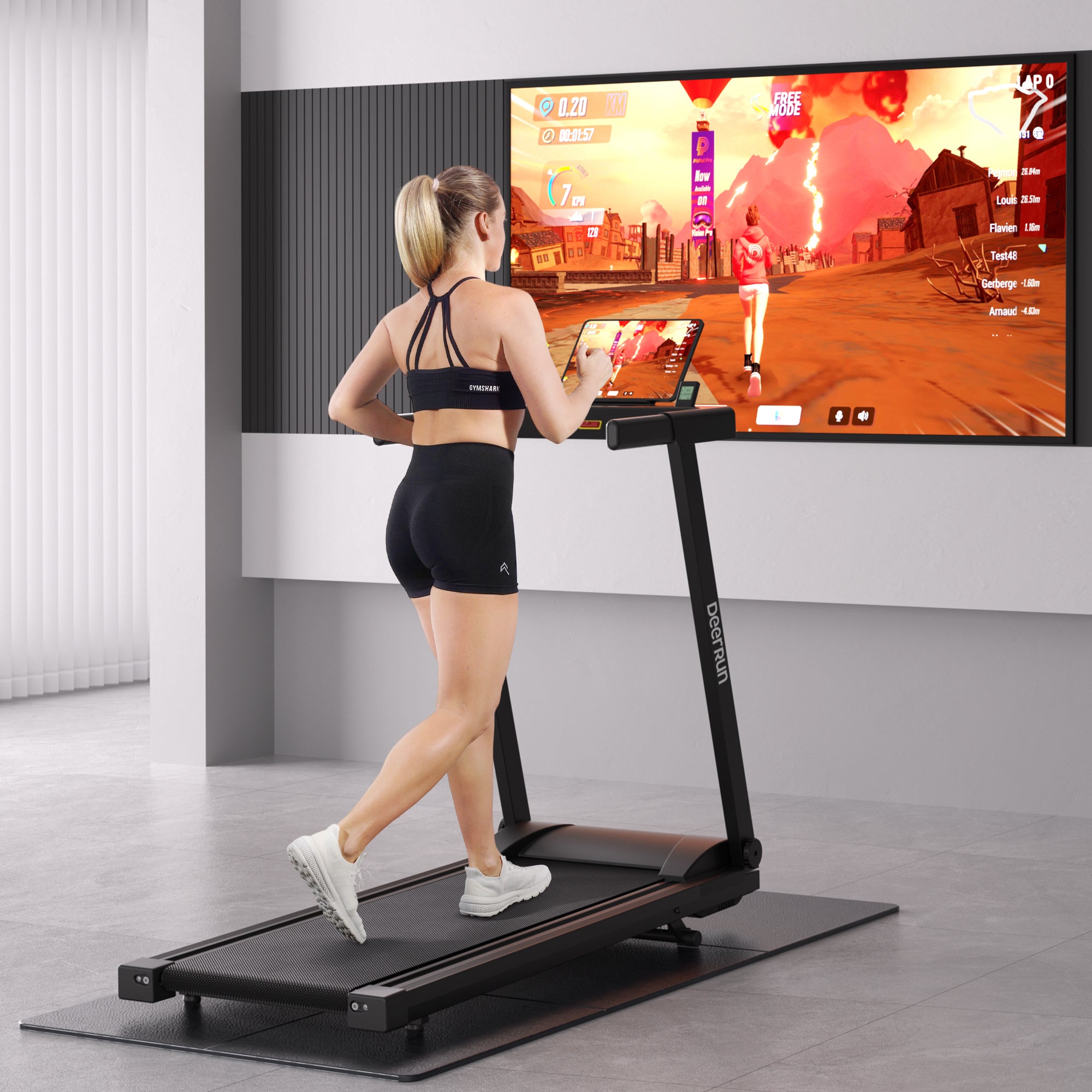 DeerRun A1 Urban-Cinta de correr plegable inteligente con inclinación del 6% y NFC | 150 kg, 16 km/h, Negra