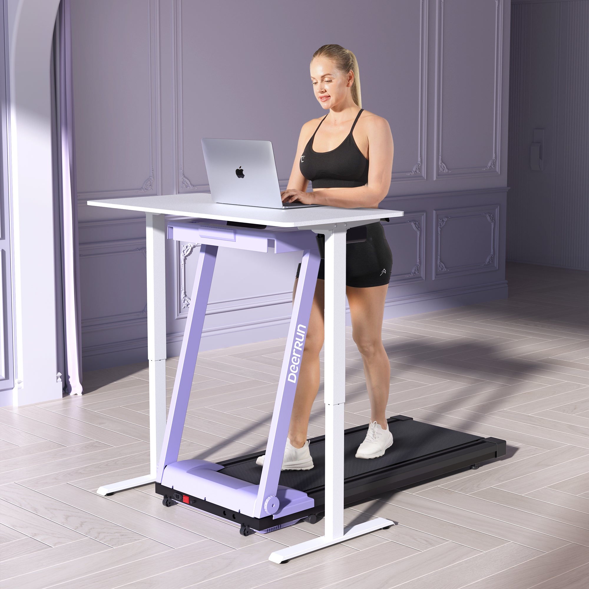 DeerRun A1 Urban-Cinta de correr plegable inteligente con inclinación del 6% y NFC | 150 kg, 16 km/h, Púrpura