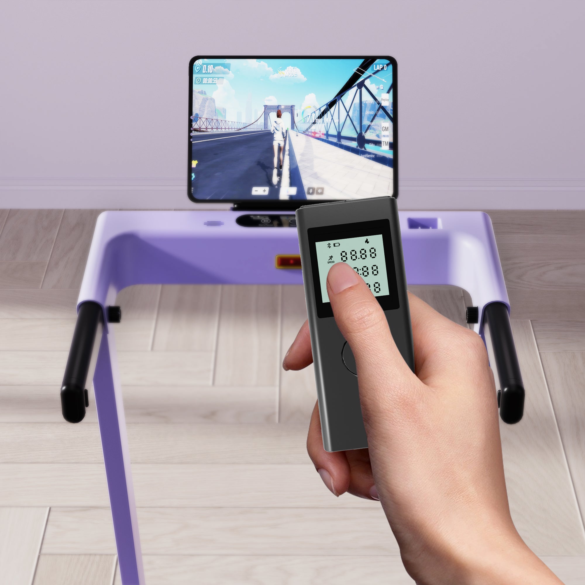 DeerRun A1 Urban-Cinta de correr plegable inteligente con inclinación del 6% y NFC | 150 kg, 16 km/h, Púrpura