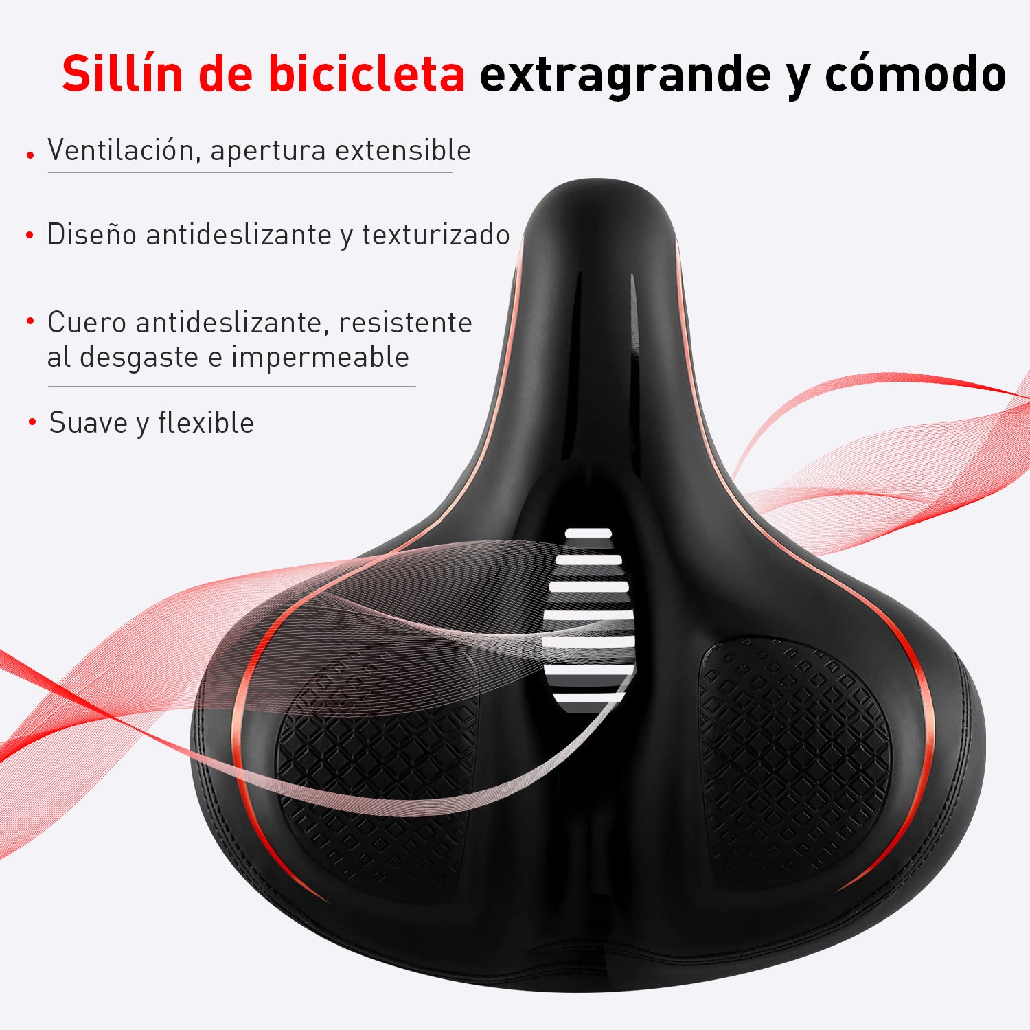 DeerRun® Asiento de bicicleta de gran tamaño para bicicleta inteligente DeerRun, diseño ergonómico y cómodo cojín de asiento