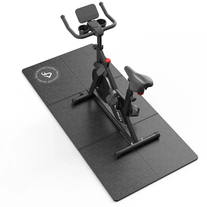 DeerRun S500 Bicicleta inteligente de interior negra con resistencia magnética ajustable, cinturón silencioso y aplicación PitPat