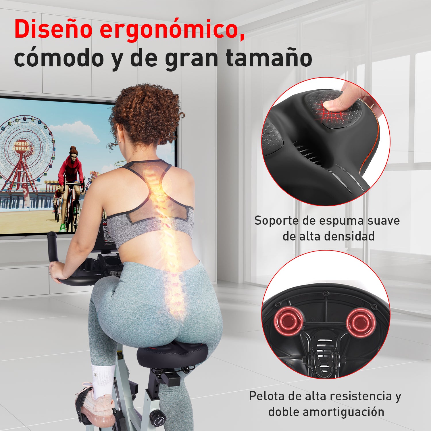 DeerRun® Asiento de bicicleta de gran tamaño para bicicleta inteligente DeerRun, diseño ergonómico y cómodo cojín de asiento
