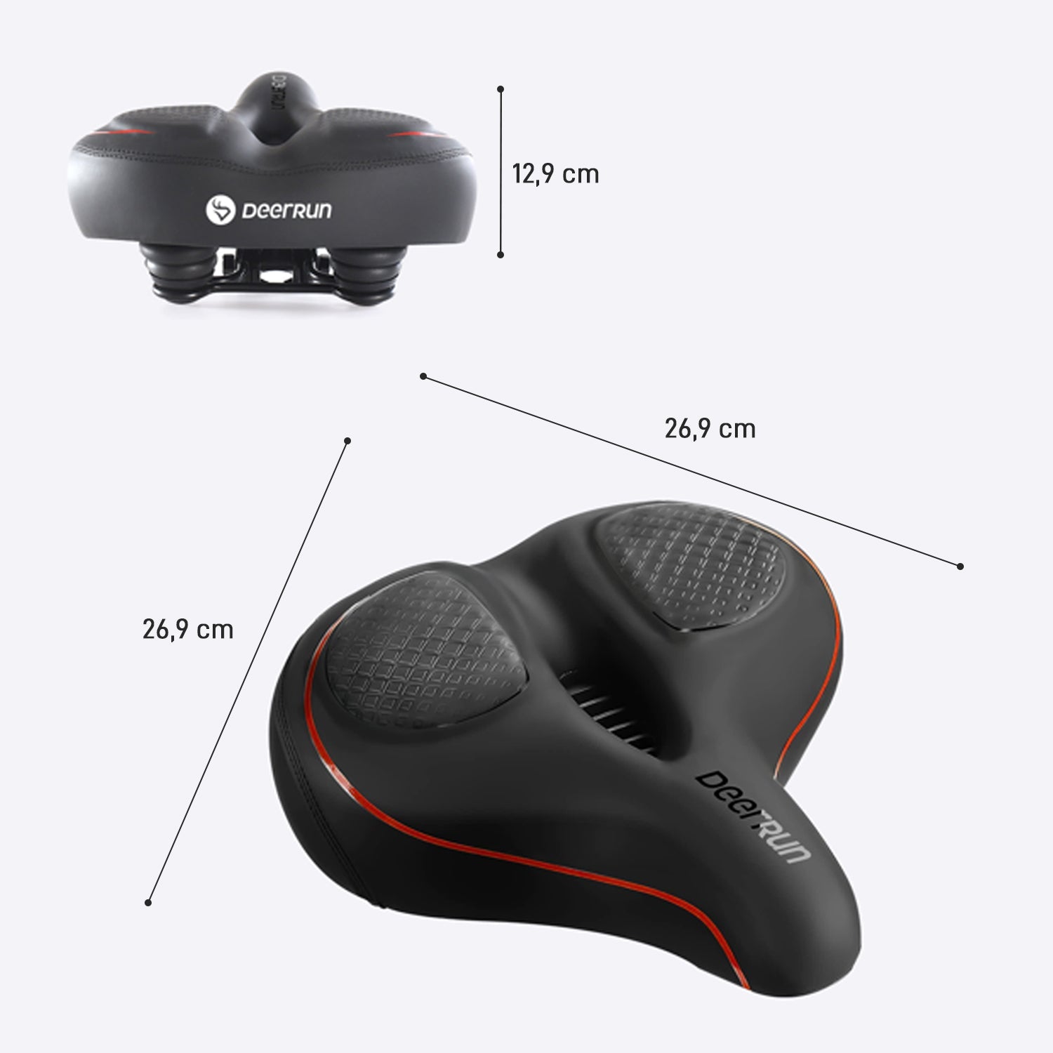 DeerRun® Asiento de bicicleta de gran tamaño para bicicleta inteligente DeerRun, diseño ergonómico y cómodo cojín de asiento