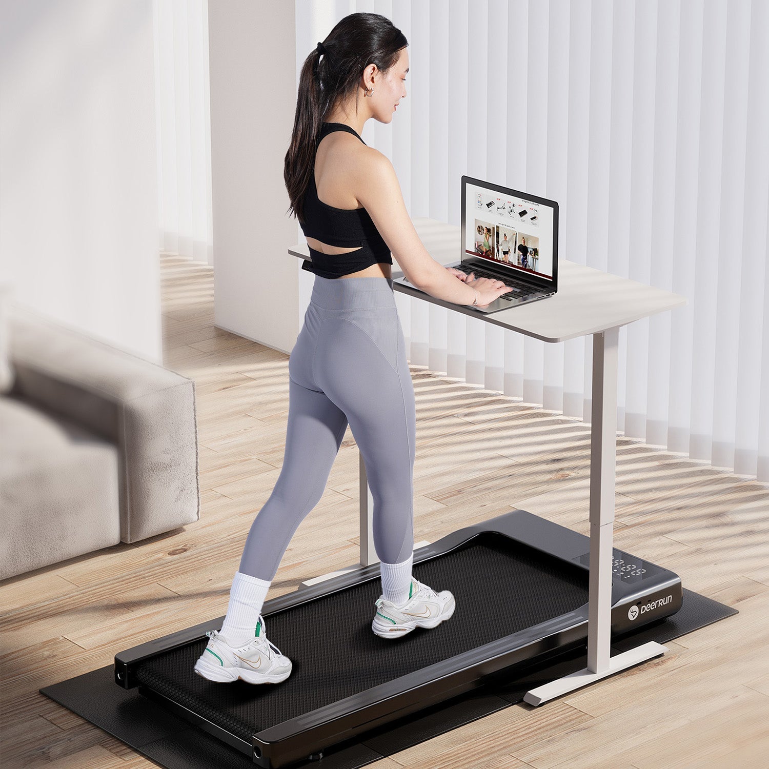 DeerRun Q1 Classic Plus – Smartes Walking-Cinta de correr con mayor superficie de carrera, capacidad de carga de 158 kg y control remoto