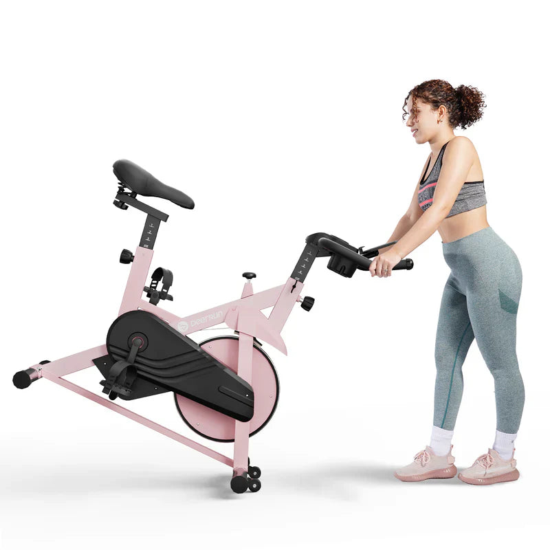 DeerRun S500 Bicicleta inteligente de interior Rose con resistencia magnética ajustable, cinturón silencioso y aplicación PitPat