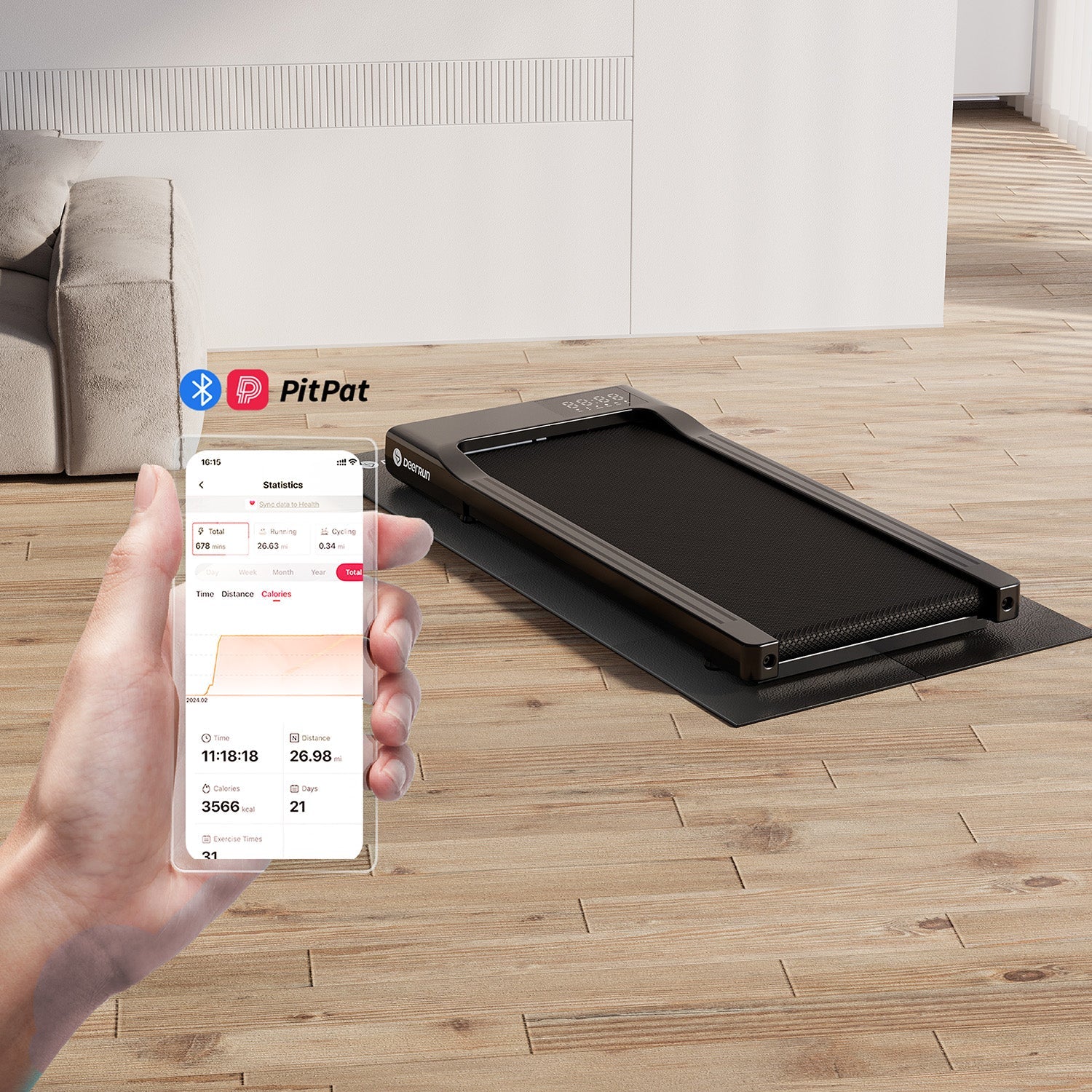 DeerRun Q1 Classic Plus – Smartes Walking-Cinta de correr con mayor superficie de carrera, capacidad de carga de 158 kg y control remoto