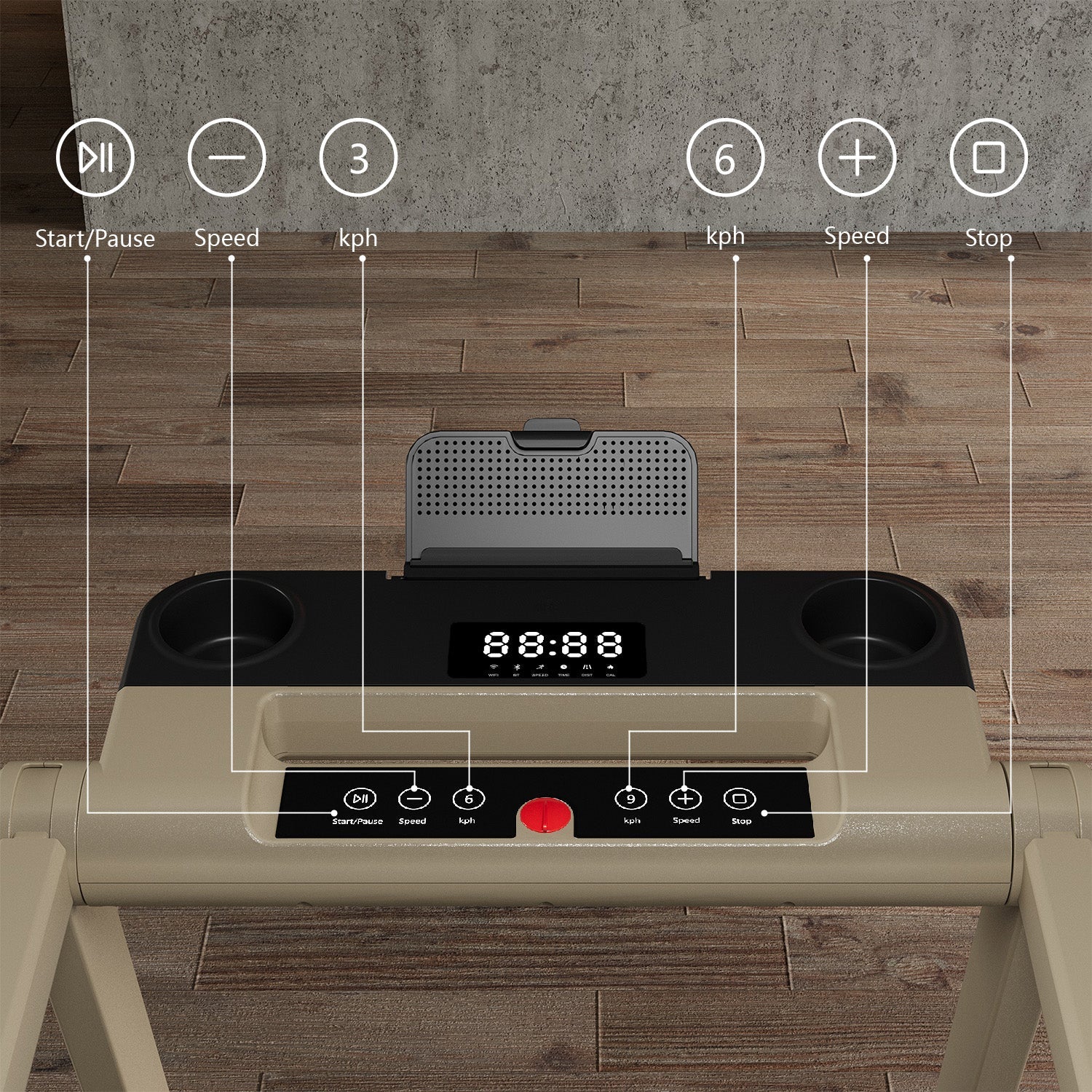 DeerRun A1 Pro Starlight-Edition Cinta de correr plegable con inclinación del 6%, Bluetooth y control remoto inalámbrico
