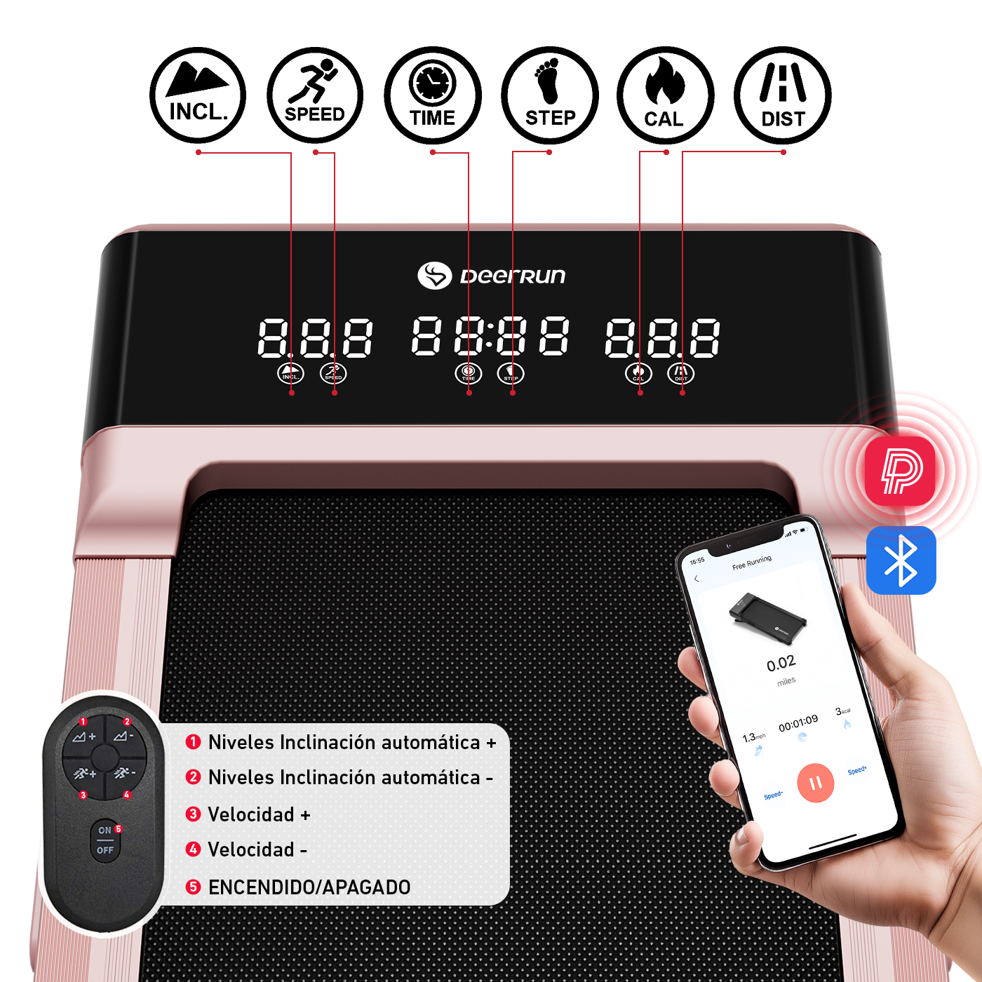 DeerRun Z10 Smart-Walk-Cinta de correr con inclinación automática del 12% y control remoto