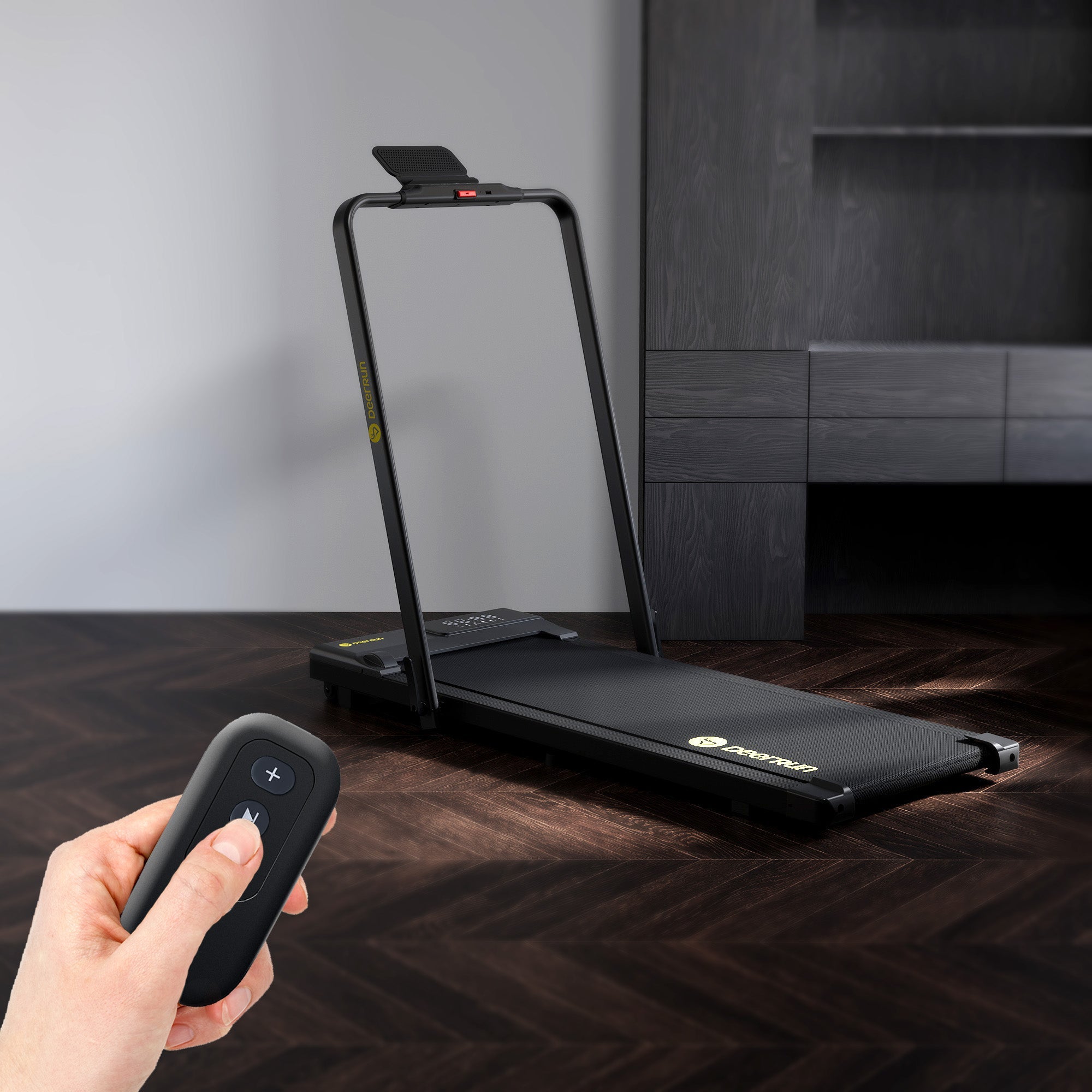 DeerRun A5 Pro Energie-2025 Smartes 2-in-1 Cinta de correr negra | Mejora a capacidad de carga de 145 kg