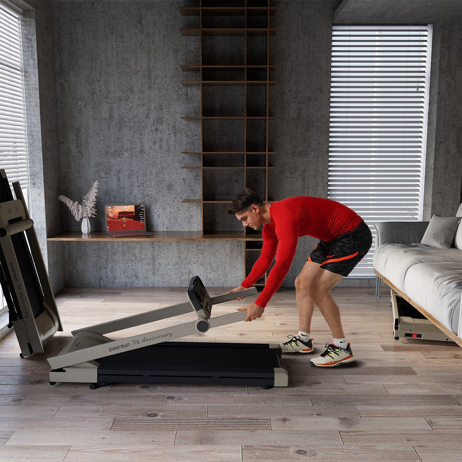 DeerRun A1 Pro Starlight-Edition Cinta de correr plegable con inclinación del 6%, Bluetooth y control remoto inalámbrico