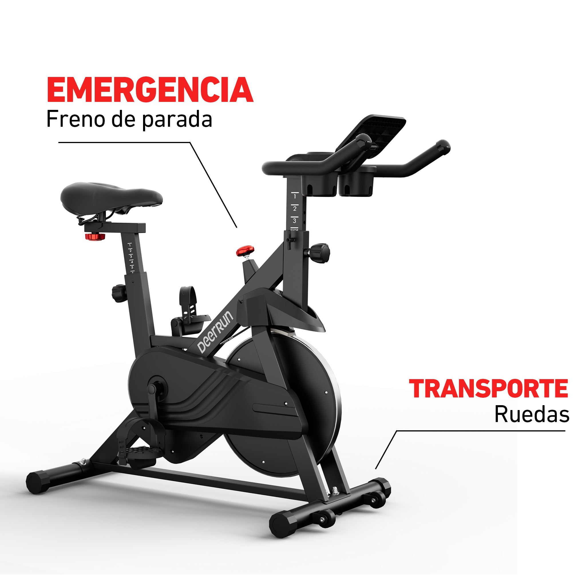 DeerRun S500 Bicicleta inteligente de interior negra con resistencia magnética ajustable, cinturón silencioso y aplicación PitPat