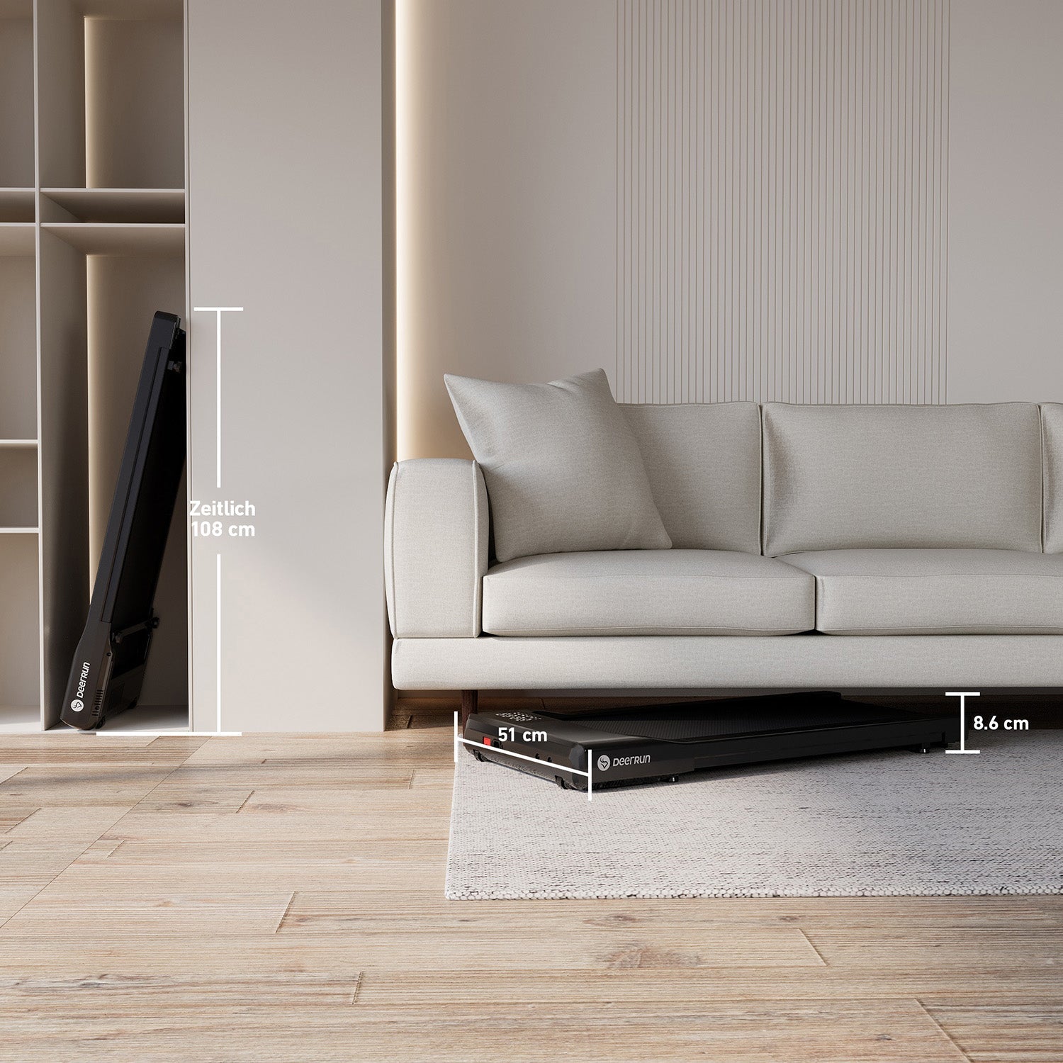 DeerRun Q1 Classic Plus – Smartes Walking-Cinta de correr con mayor superficie de carrera, capacidad de carga de 158 kg y control remoto