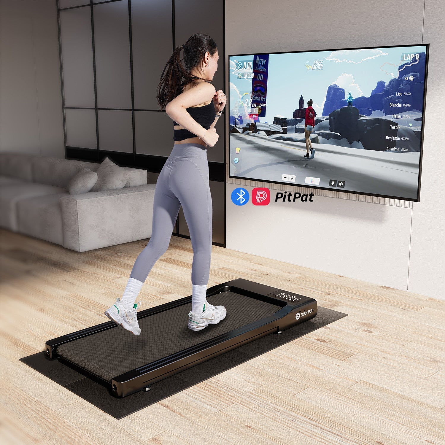 DeerRun Q1 Classic Plus – Smartes Walking-Cinta de correr con mayor superficie de carrera, capacidad de carga de 158 kg y control remoto